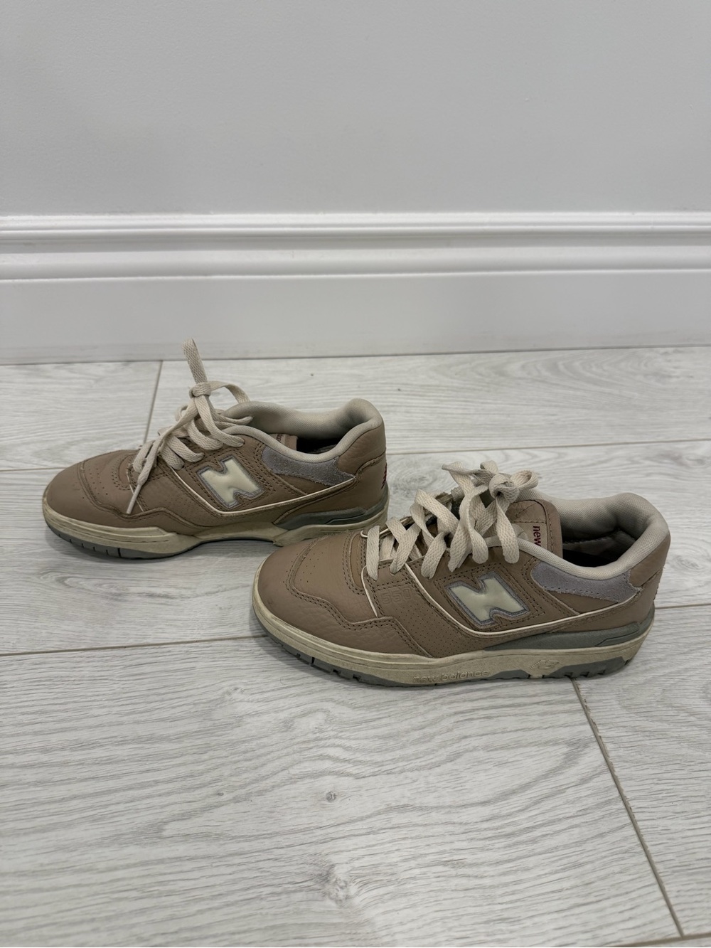 New Balance Taupe and Cream Low-Top Sneakers